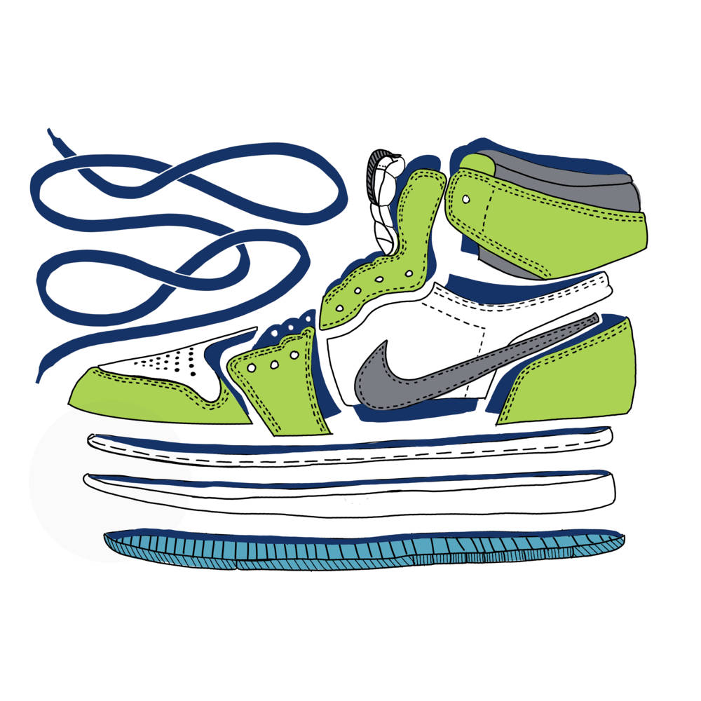 Cartoon Nike Shoes Body Breakdown Wallpaper