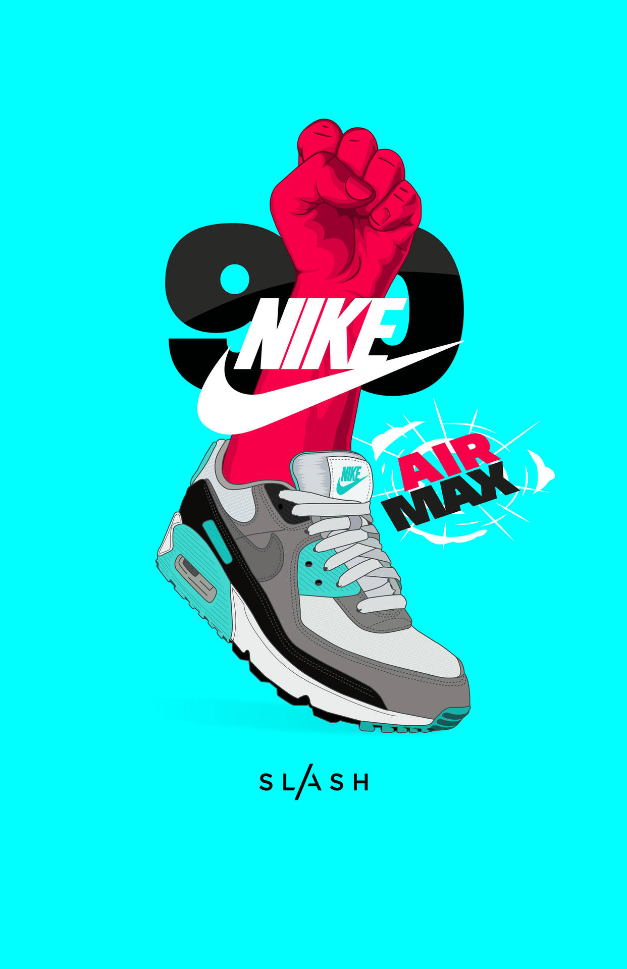 Cartoon Nike Shoes Cyan Wallpaper