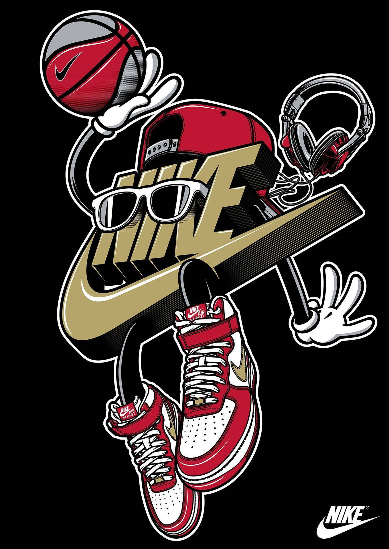 Cartoon Nike Sko På Logo Wallpaper