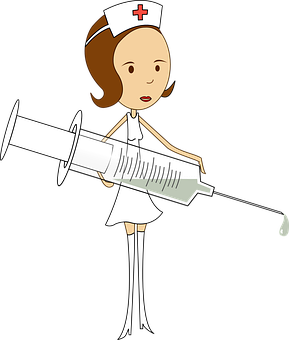 Cartoon Nurse With Syringe PNG