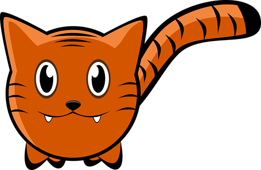 Cartoon Orange Cat Smiling PNG