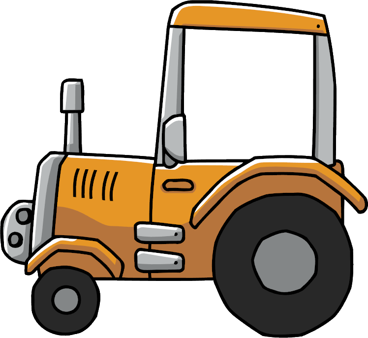 Cartoon Orange Tractor.png PNG