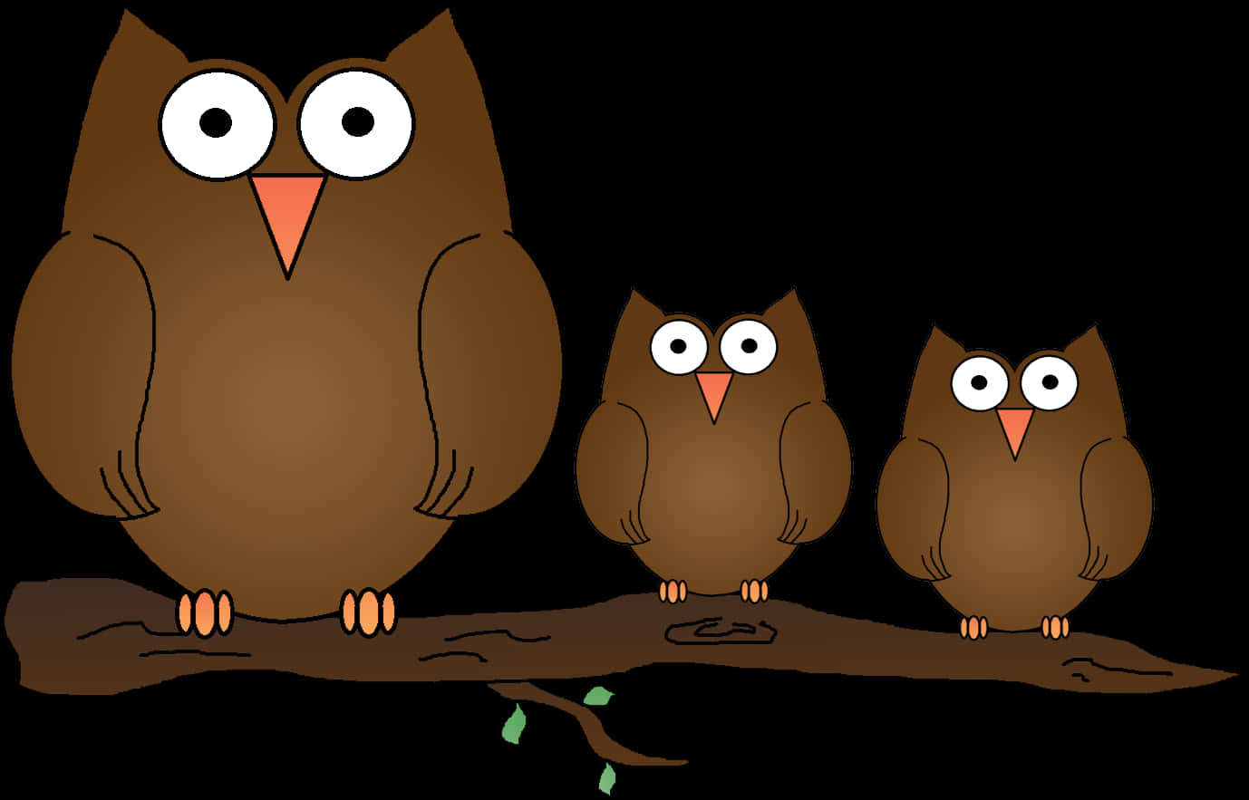 Cartoon Owl Familyon Branch PNG