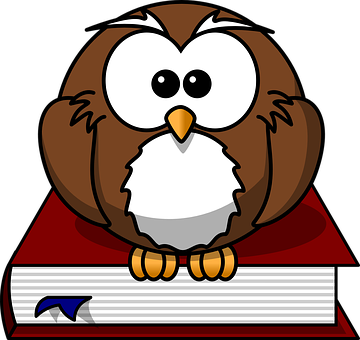 Cartoon Owl Reading Book PNG