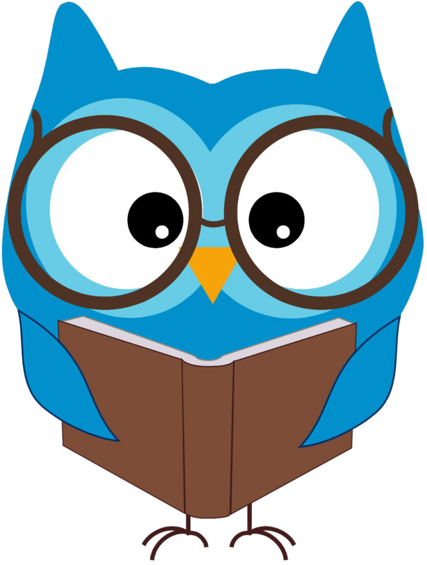 Cartoon Owl Reading Book PNG
