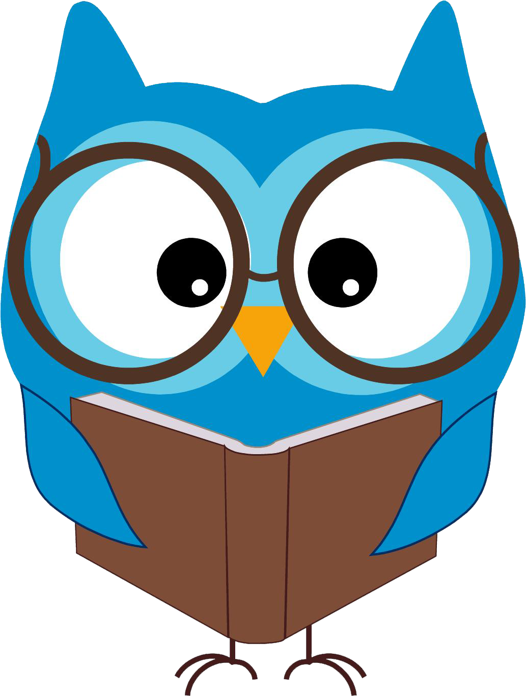 Cartoon Owl Reading Book.png PNG