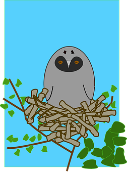 Cartoon Owlin Nest PNG