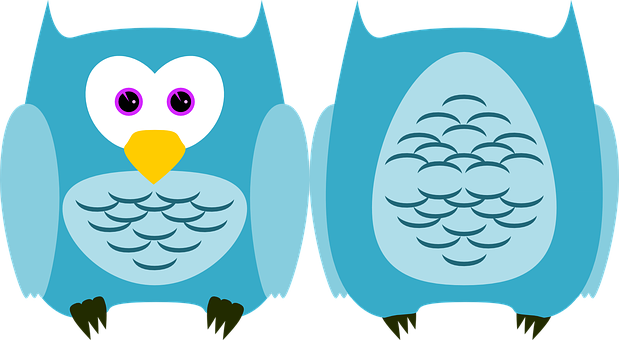 Cartoon Owls Sideby Side PNG