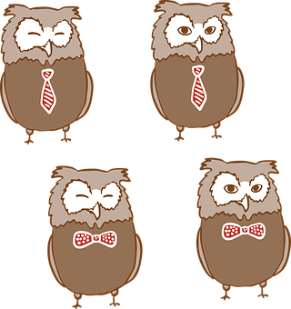 Cartoon Owlsin Ties PNG