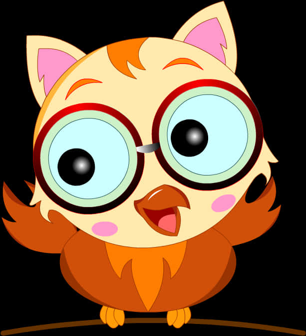 Cartoon Owlwith Glasses PNG