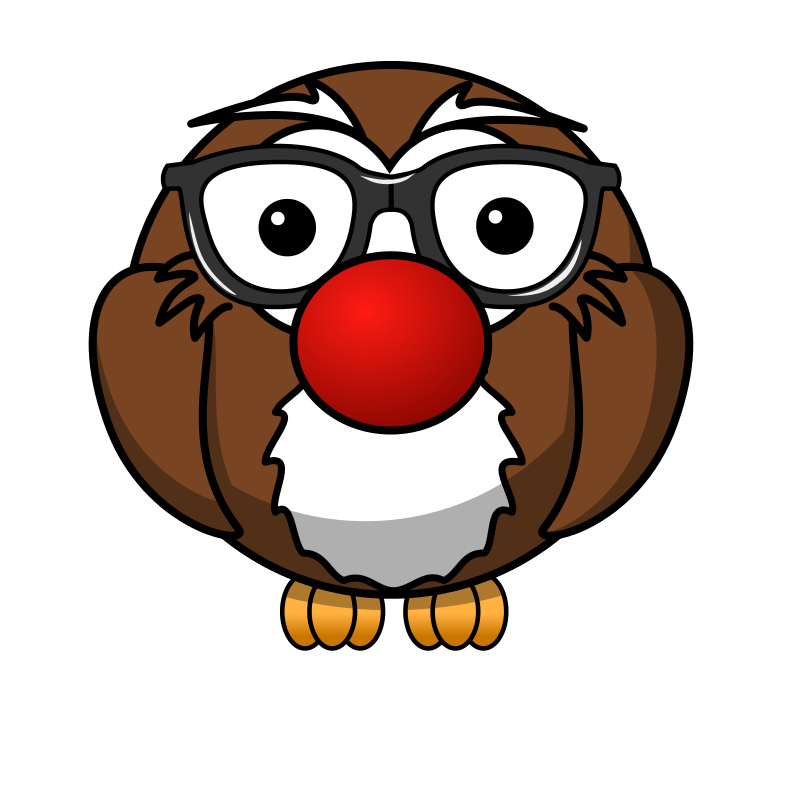 Cartoon Owlwith Glassesand Red Nose PNG