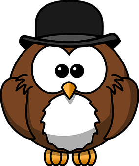 Cartoon Owlwith Hat PNG