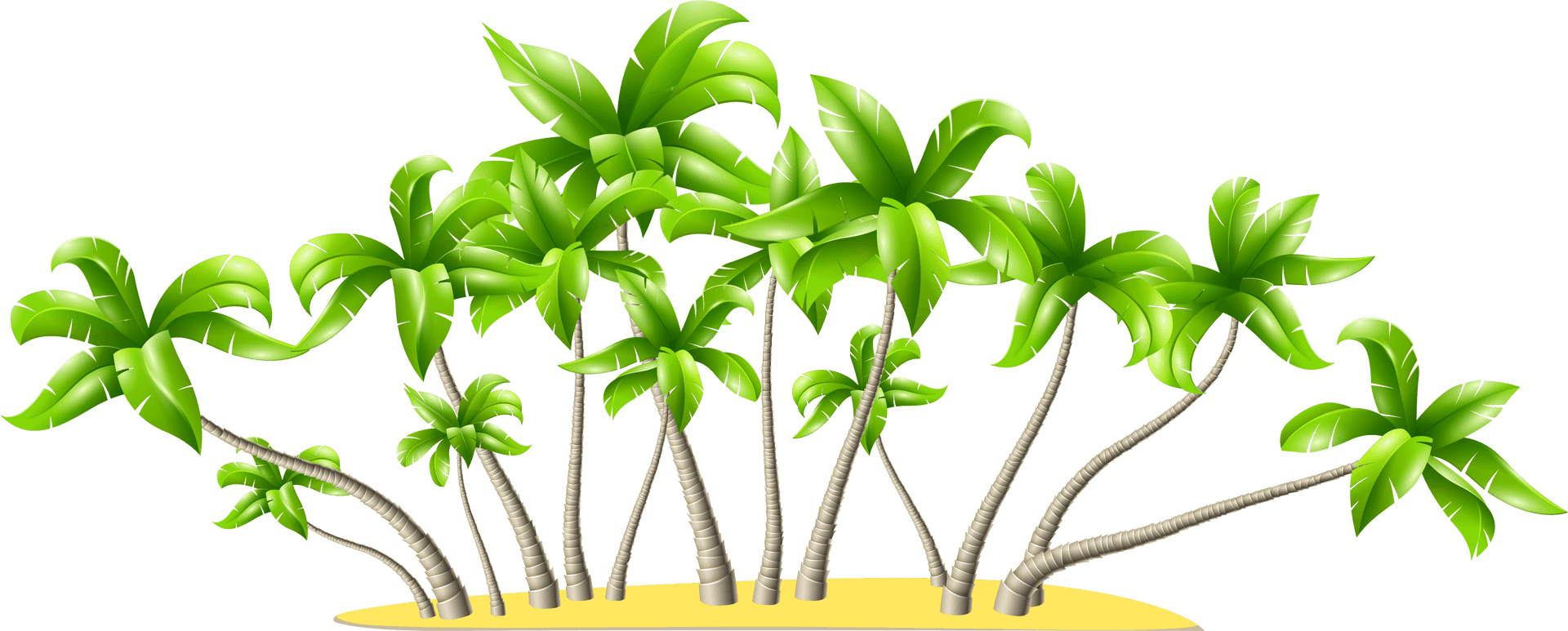 Cartoon Palm Trees Island PNG