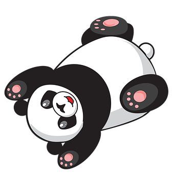 Cartoon Panda Lying Down PNG