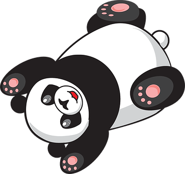 Cartoon Panda Lying Down_ Vector PNG