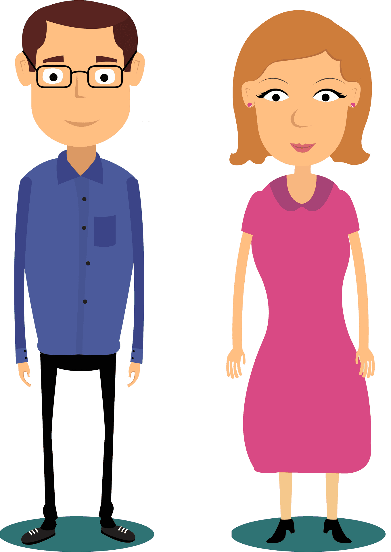 Download Cartoon Parents Standing Together.png | Wallpapers.com