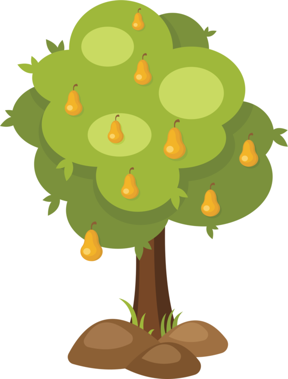 Cartoon Pear Tree Illustration PNG