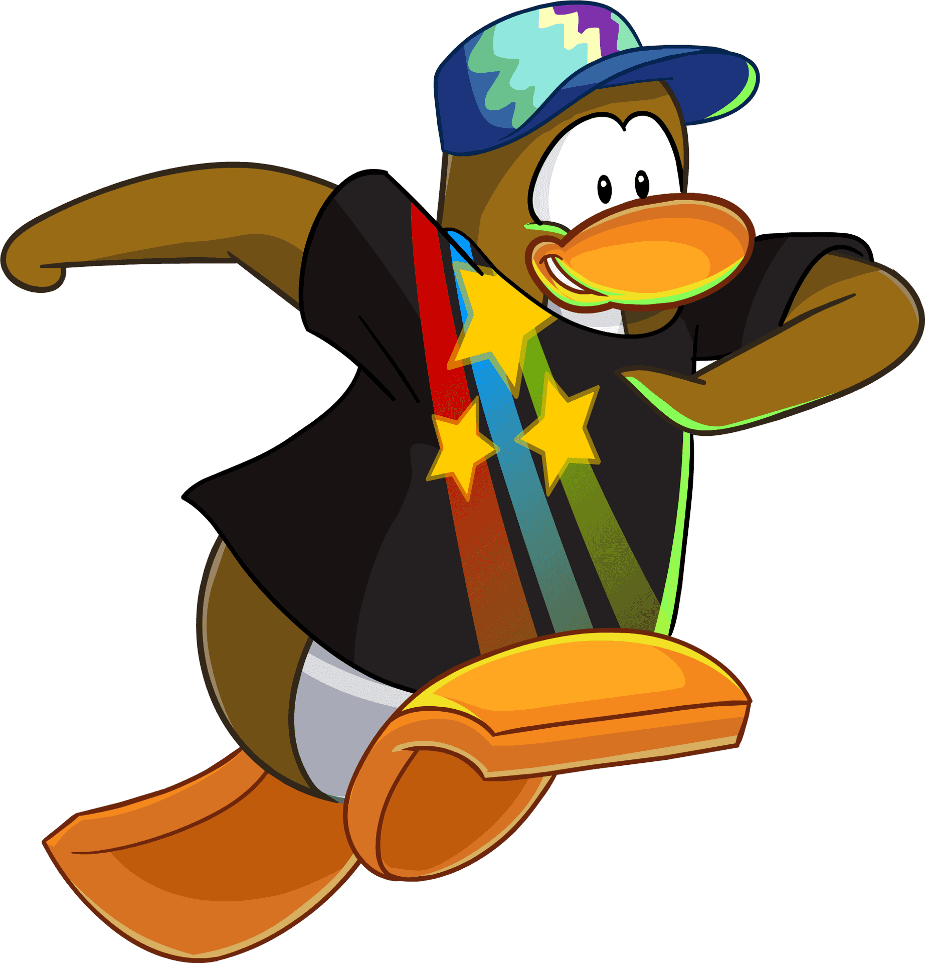 Cartoon Penguin Detective Skating PNG