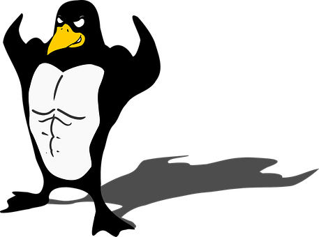 Cartoon Penguin Superhero Shadow PNG