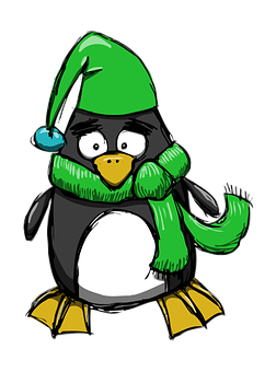 Cartoon Penguin Wearing Winter Clothes PNG