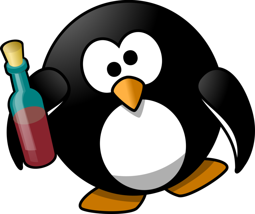 Cartoon Penguin With Bottle PNG