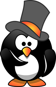 Cartoon Penguinin Top Hat PNG