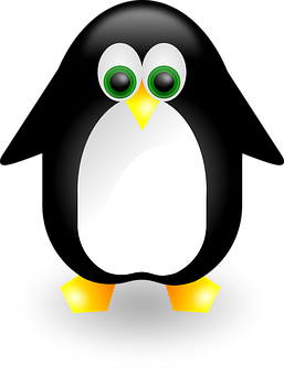 Cartoon Penguinon Black Background PNG