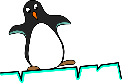 Cartoon Penguinon Ice PNG