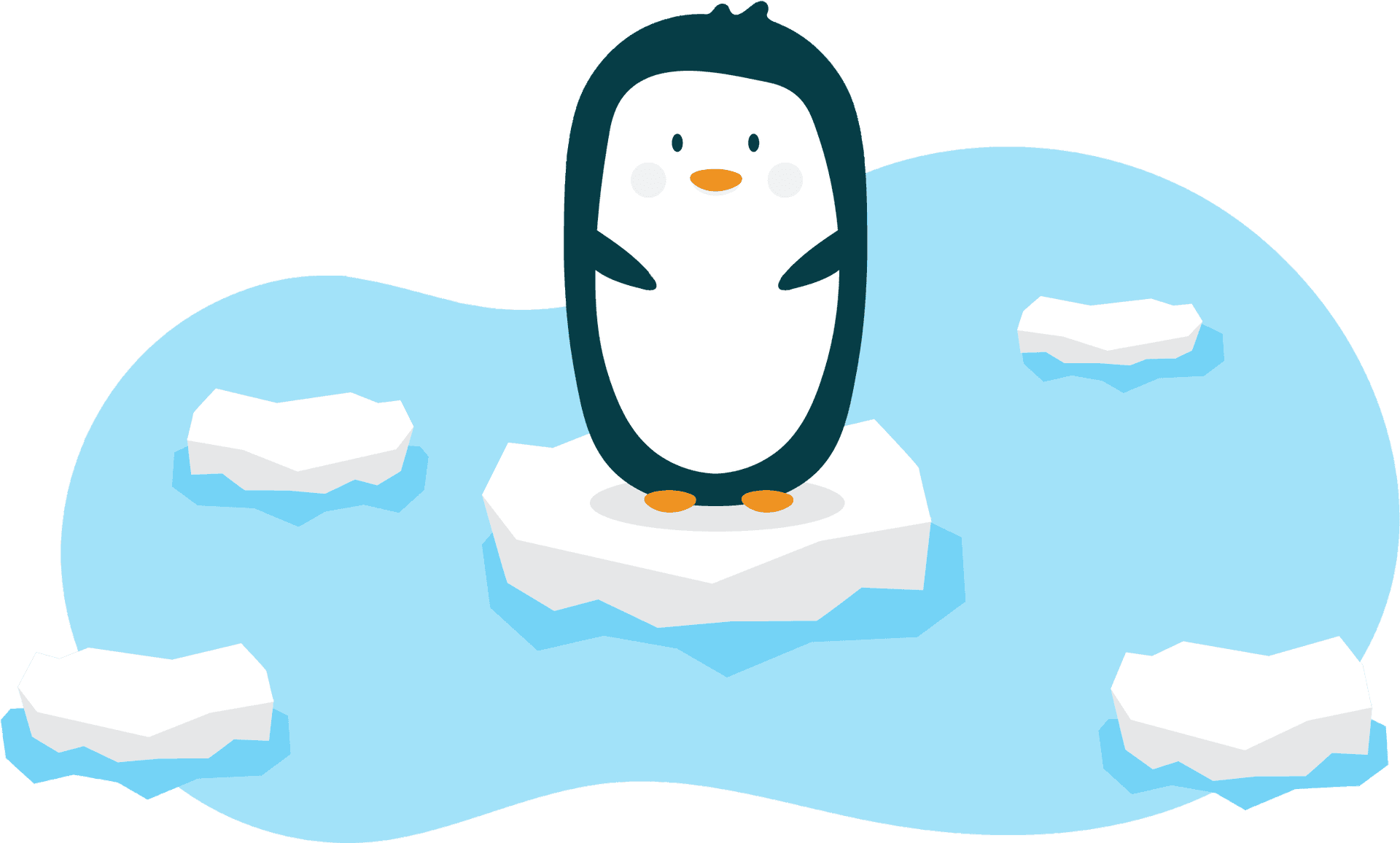 Cartoon Penguinon Iceberg PNG