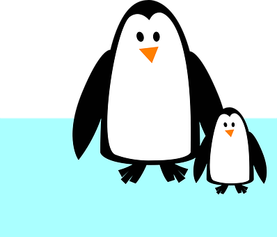 Cartoon Penguins Family PNG