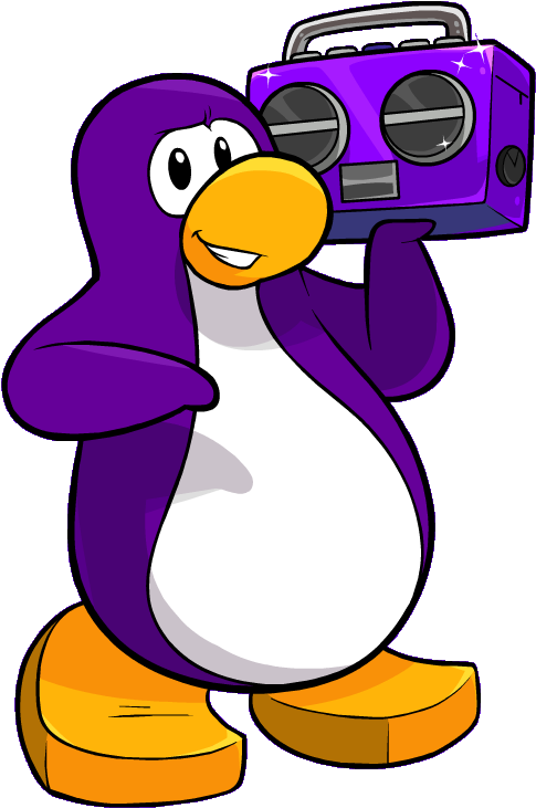Cartoon Penguinwith Boombox PNG