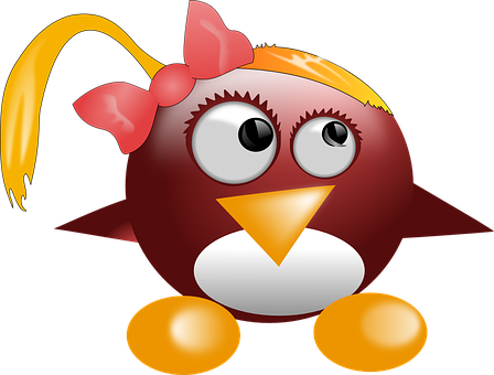 Cartoon Penguinwith Bow PNG