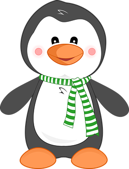 Cartoon Penguinwith Scarf PNG