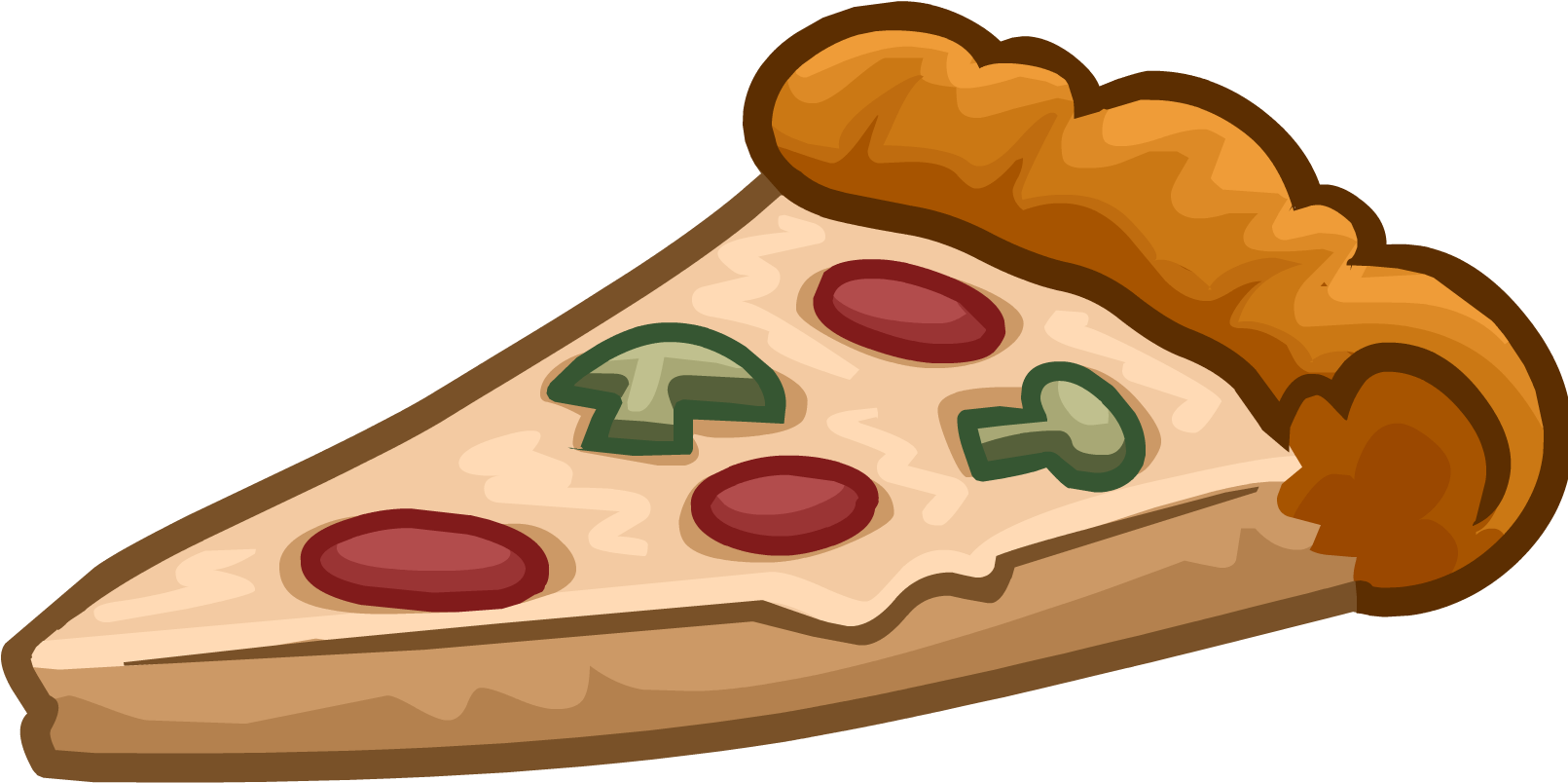 Cartoon Pepperoni Mushroom Pizza Slice PNG