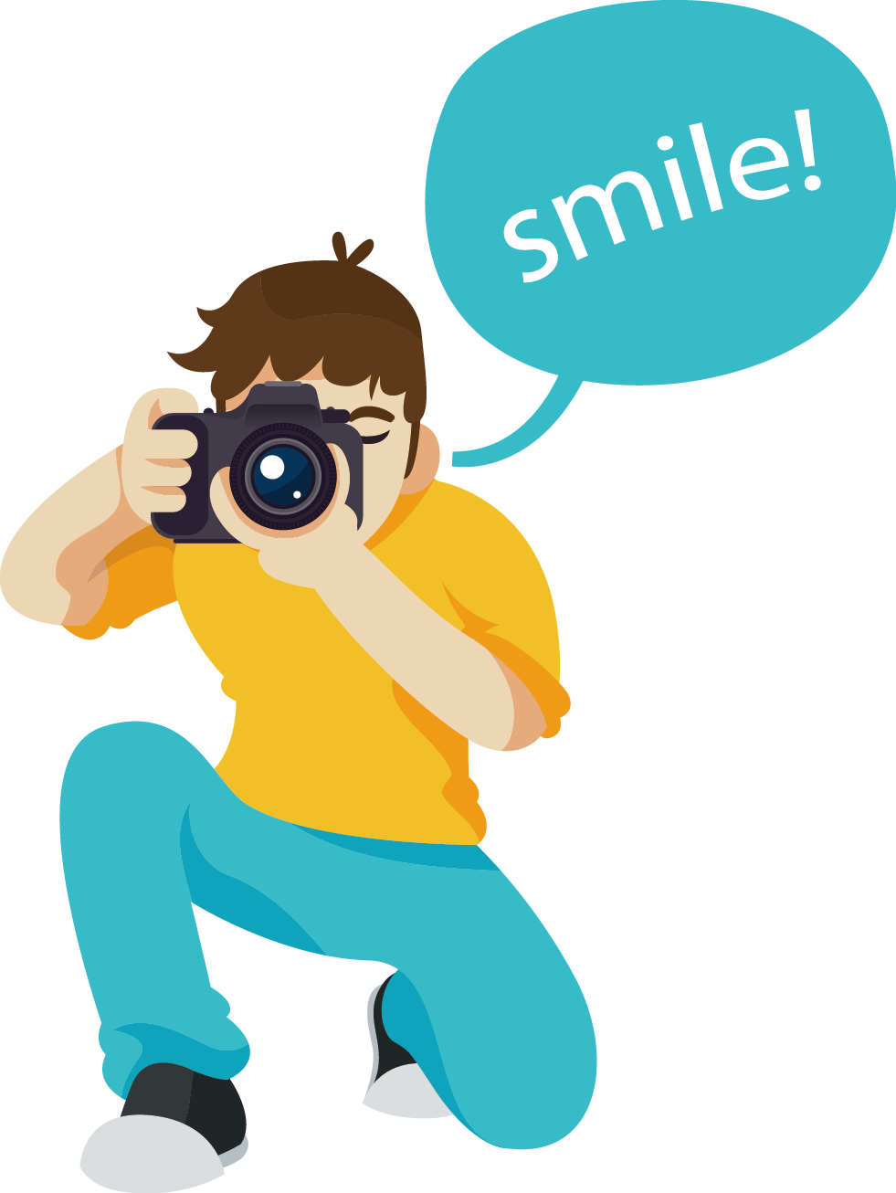 Cartoon Photographer Capturing Smile PNG