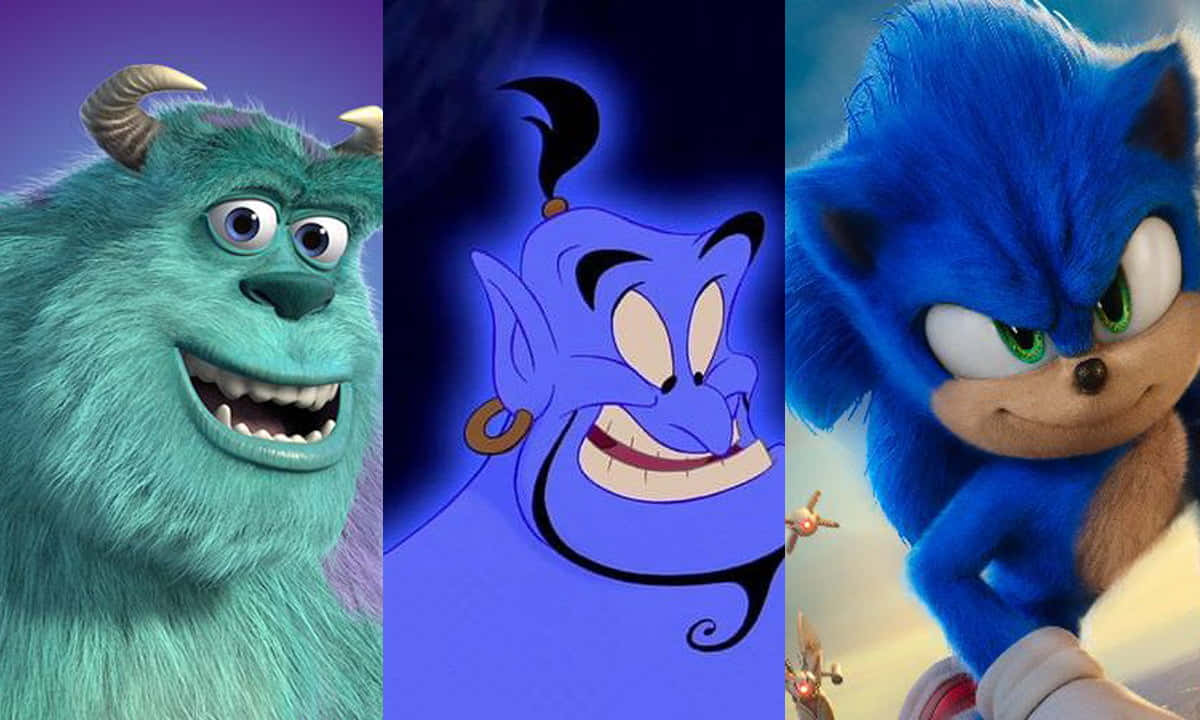 Cartoon Sulley, Genie, And Sonic Picture