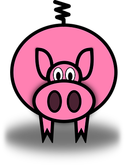 Cartoon Pig Black Background PNG
