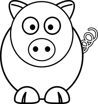 Download Cartoon Pig Blackand White | Wallpapers.com