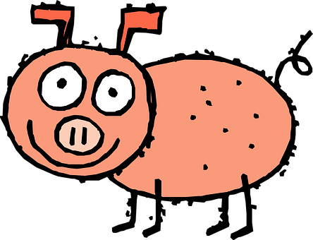 Cartoon Pig Simple Drawing PNG