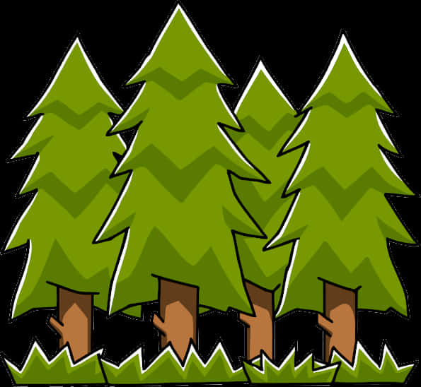 Cartoon Pine Forest Illustration PNG