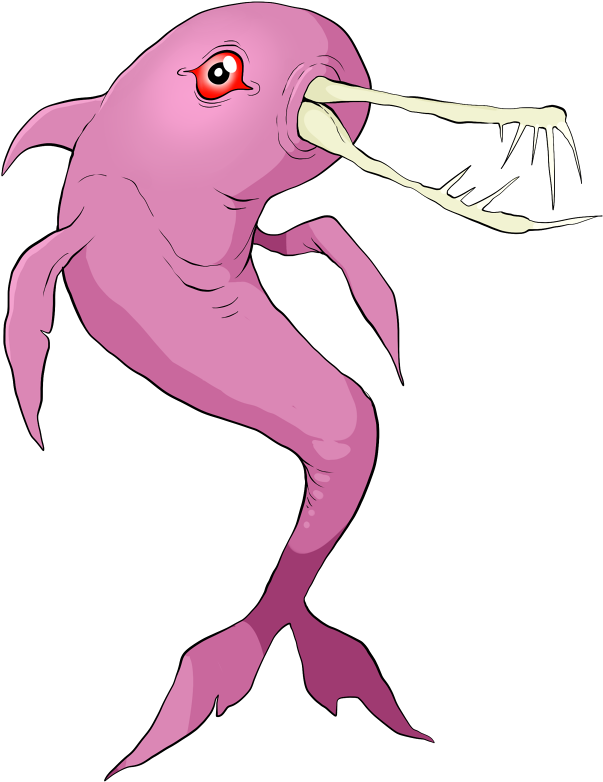 Cartoon Pink Dolphinwith Narwhal Tusk PNG