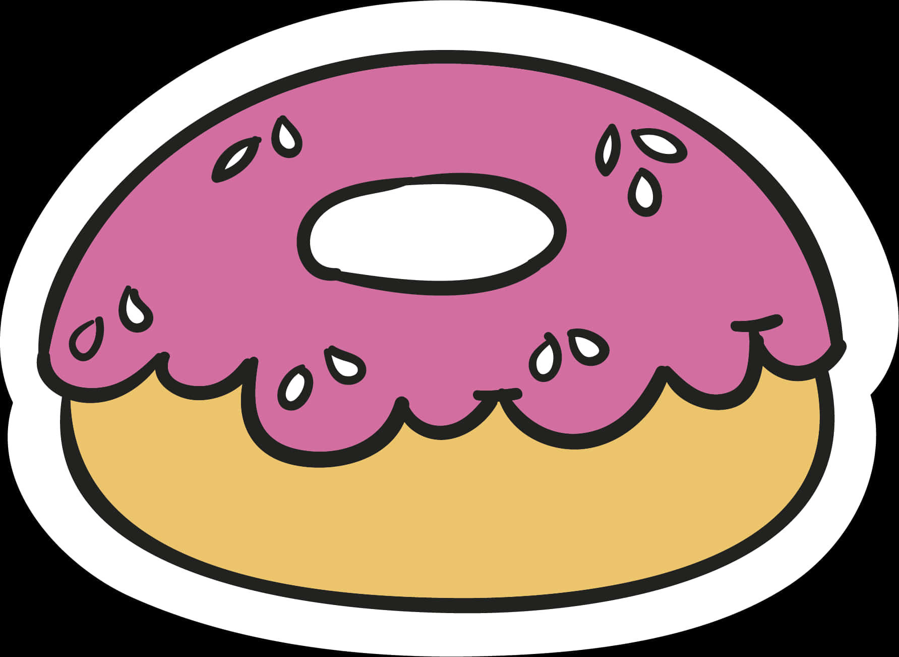 Cartoon Pink Frosted Donut PNG