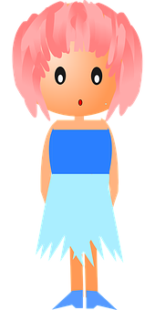 Cartoon Pink Haired Girl Illustration PNG