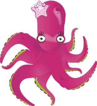 Cartoon Pink Octopus PNG