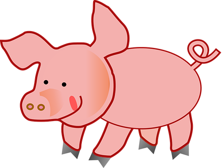 Cartoon Pink Pig Illustration PNG