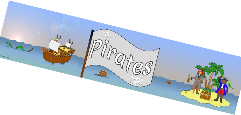 Cartoon Pirate Adventure Scene PNG