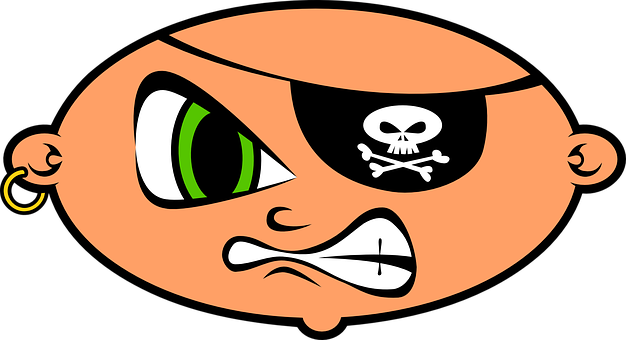 Cartoon Pirate Face Graphic PNG
