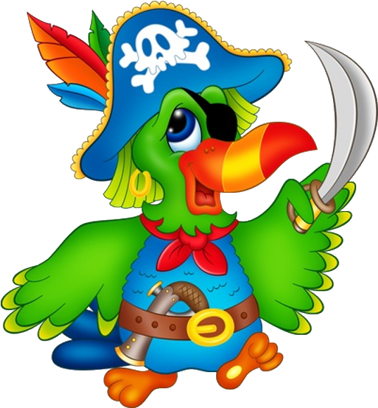 Cartoon Pirate Parrotwith Sword PNG