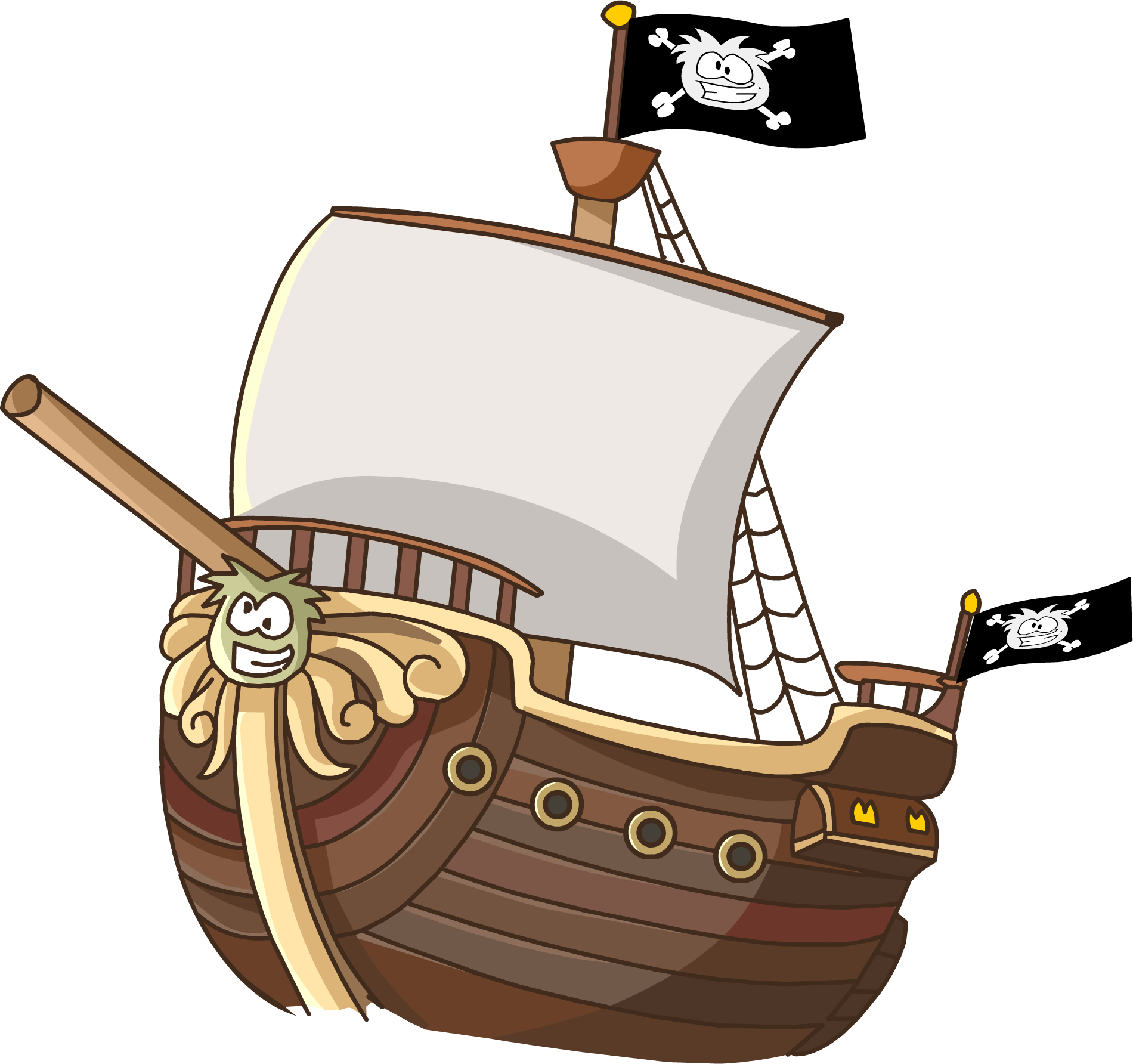 Cartoon Pirate Ship Illustration PNG