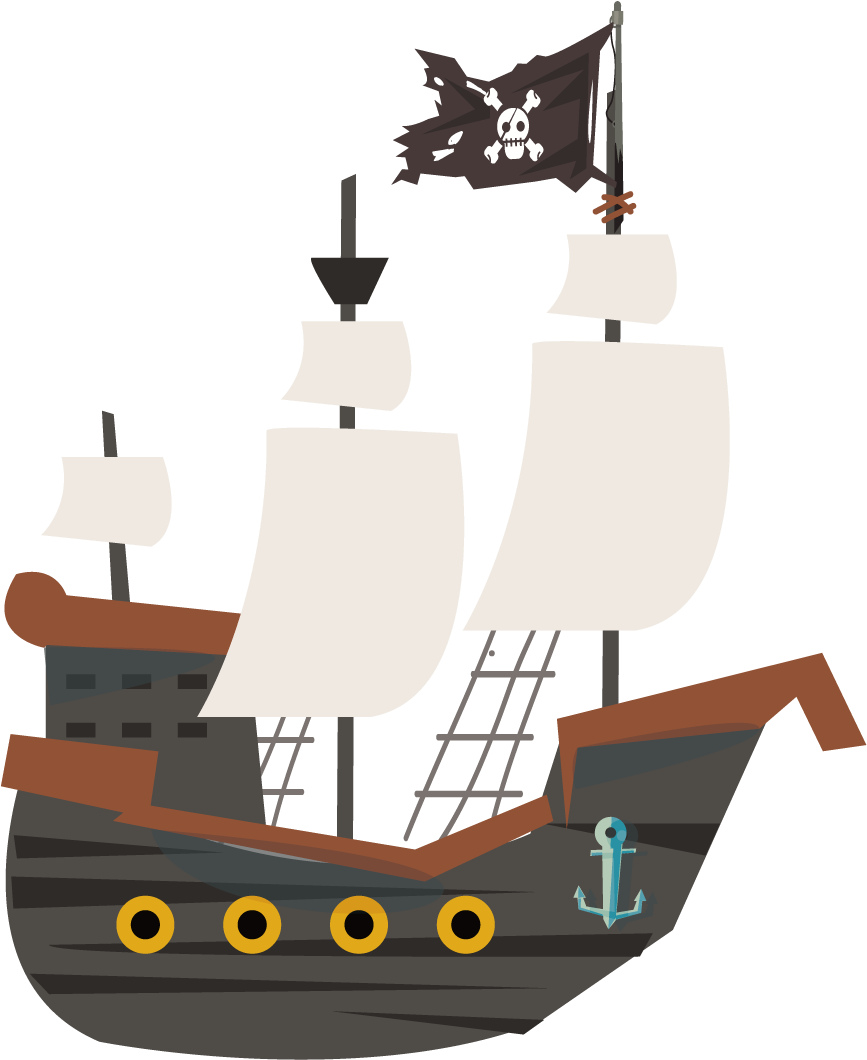 Download Cartoon Pirate Ship Illustration | Wallpapers.com